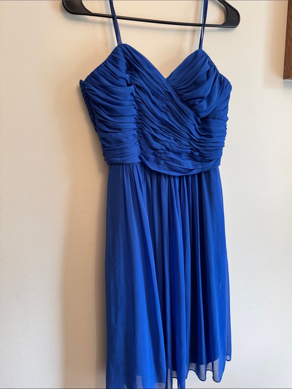 After Six Royal Blue Ruched Bodice Chiffon Midi Dress